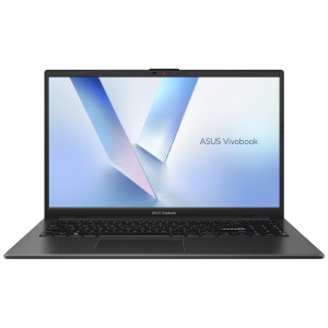 Open ASUS Vivobook laptop displaying a large blue V logo on the screen.
