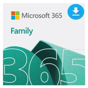 EP2-32291 - Computech-Solutions Microsoft 365 Family plan artwork showing the word 'Family' with a large '365' over a teal background and a blue download icon in the top-right.