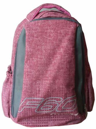 ETB10826PK - Computech-Solutions Pink backpack with gray side panels and a subtle front F60 logo, shown facing forward with a top handle.