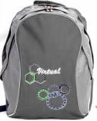 ETB10827BK - Computech-Solutions Grey backpack with light gray panels and a colorful gear logo on the front.