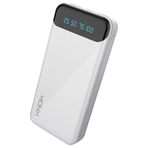 Slim brushed-metal pocket scale with a blue-backlit digital display showing a numeric reading (measurement)