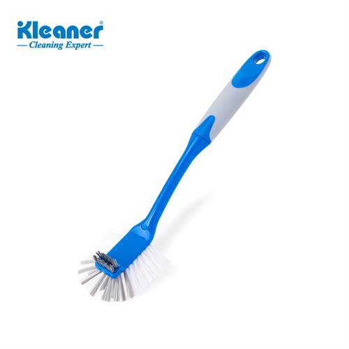 GSD014 - Computech-Solutions Blue and white dish cleaning brush with a curved handle and white bristles; Kleaner Cleaning Expert logo visible in the corner.