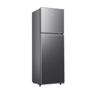 Two-door stainless steel refrigerator with a top freezer, tall and slim design.