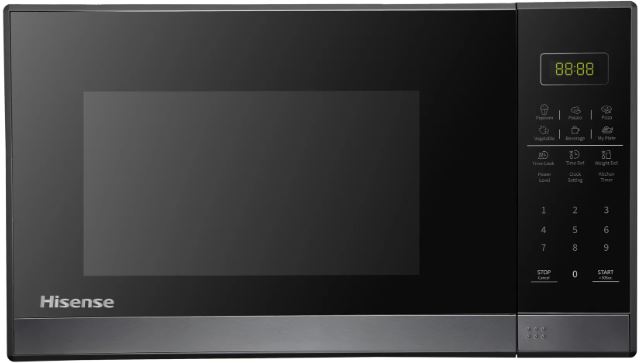 H37MOBS5X - Computech-Solutions Black Hisense microwave oven with a digital display and keypad on the right side of the front panel.
