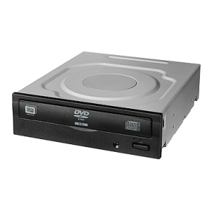 Internal 5.25-inch DVD-RW optical drive with front-loading tray and eject button (black front panel) viewed from front.