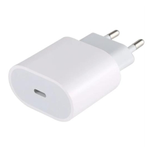 White wall charger with two-pin European plug and USB-C port