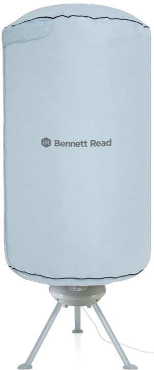 HDB005 - Computech-Solutions Tall cylindrical appliance wrapped in light-blue fabric cover with Bennett Read logo, mounted on a tripod stand.