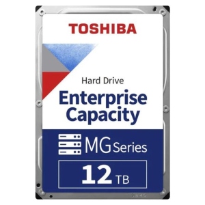 Toshiba Enterprise Capacity MG Series hard drive label showing 12 TB capacity.