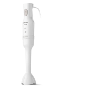 White Philips immersion hand blender with a detachable arm and power switch (400 W).