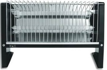 HZ422 - Computech-Solutions Portable electric space heater with a metal protective grille and two tubular heating elements behind it.