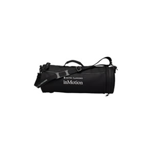 Black duffel bag with top handles and an adjustable shoulder strap, labeled 'inMotion'.