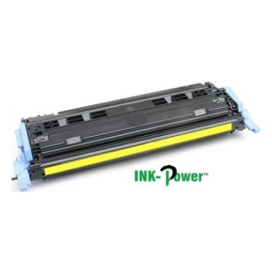 InkPower toner cartridge for a laser printer with a black body, yellow imaging drum, blue end caps, and the InkPower logo.