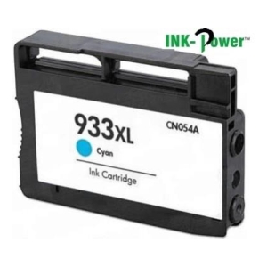 Cyan 933XL ink cartridge with label and Ink-Power logo (CN054A).
