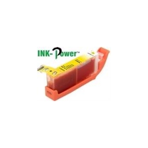 Printer ink cartridge in yellow with orange end, branded INK-Power.