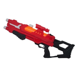 IZYM36BRBO - Computech-Solutions Red and black toy blaster with orange ammo chamber and white nozzle tips, angled to the right for play use