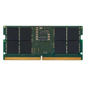 Top view of a computer RAM module with memory chips on a green PCB and a gold edge connector at the bottom.