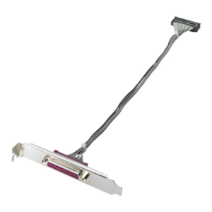 Video adapter cable with a white DVI connector at the end and a long gray lead attached.