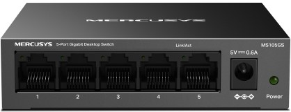 MS105GS - Computech-Solutions Mercusys 5-port gigabit desktop network switch with ports 1–5 and a power input on the right.
