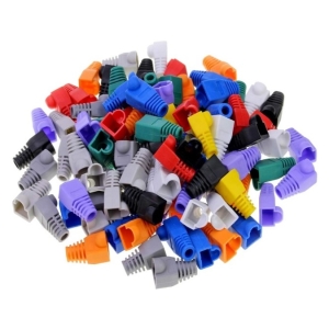 Pile of colorful plastic electrical wire connectors (wire nuts) in multiple sizes on a white background.