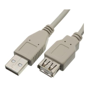 USB-A to USB-B printer data cable with beige connectors side by side