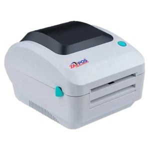 Compact ZA POS receipt printer with a dark top panel, blue power button, and teal paper latch.