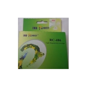 Packaging for InkPower RC-486 ink cartridge with a green and yellow design on display.