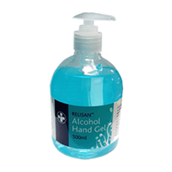 RELIS03 - Computech-Solutions Pump bottle of blue alcohol hand gel (hand sanitizer), 500 ml