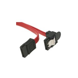 Red Molex-to-SATA power adapter cable with a 4-pin Molex connector on one end and a slim SATA power plug on the other