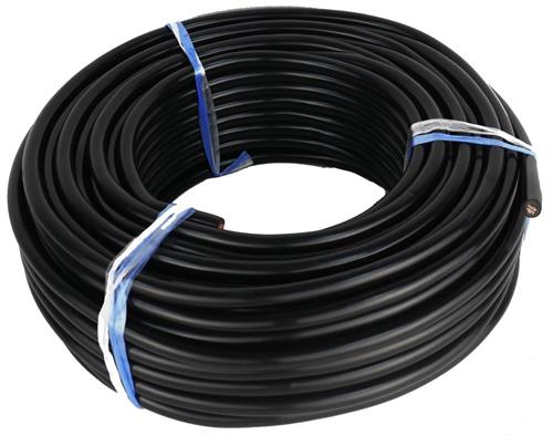 SOL16MM2BC50MBK - Computech-Solutions Coiled black electrical cable secured with blue ties on a white background.