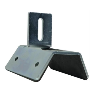 Metal L-shaped mounting bracket with a vertical slotted tab for screws.