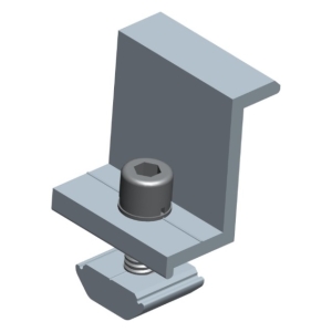 3D render of a small bench vise with a hex socket knob and threaded screw mechanism for clamping.