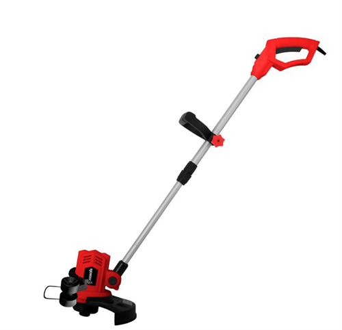 T550E - Computech-Solutions Red and black string trimmer (weed eater) with long silver shaft, handles, and cutting head on a white background