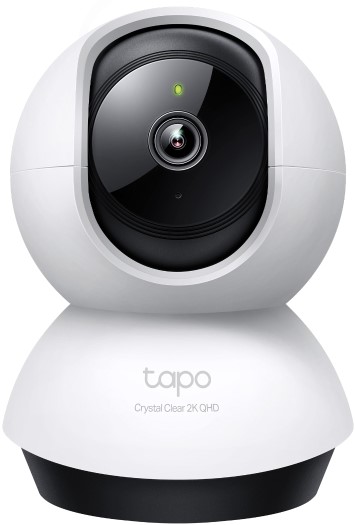 TAPO-C220 - Computech-Solutions White spherical home security camera with black lens, mounted on a rounded base (Tapo Crystal Clear 2K QHD).