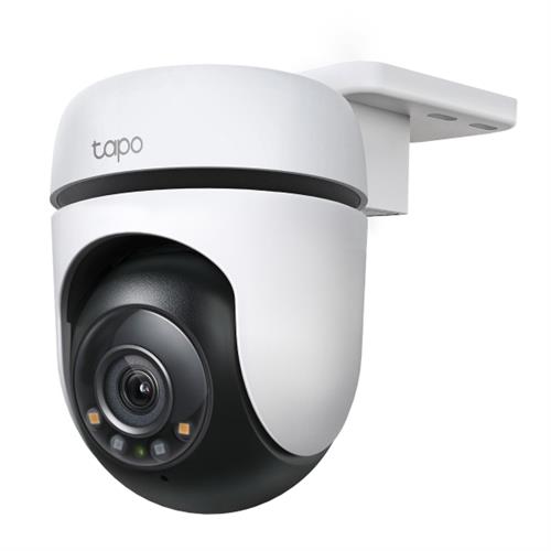 TAPO C510W - Computech-Solutions Tapo white dome security camera mounted on a wall bracket, showing its lens and infrared LEDs