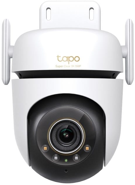 TAPO C530WS - Computech-Solutions White dome security camera with lens and infrared LEDs, branded 'tapo'.