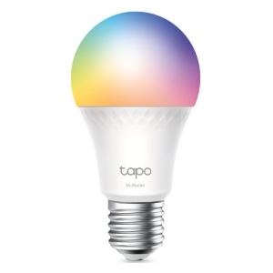 Tapo Multicolor smart light bulb with a rainbow gradient on the bulb and a white base.