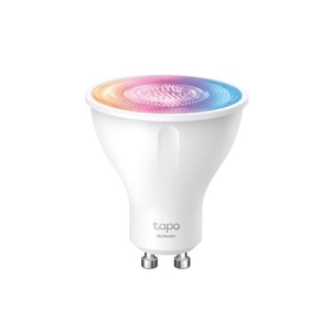 Smart color-changing LED light bulb with multicolor gradient on top, labeled 'tapo Multicolor'