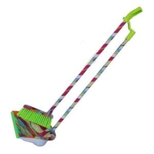 Colorful handheld crafting tool with two long striped arms and a green handle, featuring a small green-bristled brush at the end.