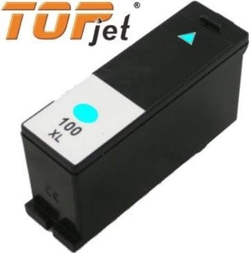 TJ100C ComputechSolutions TOPjet 100 XL cyan ink cartridge in a black plastic body, logo visible