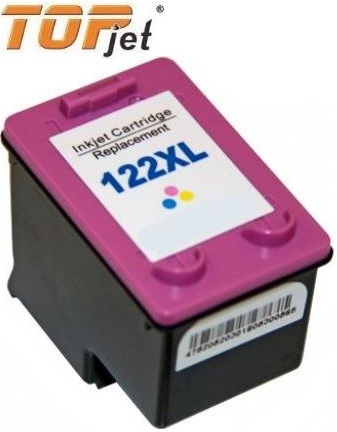 TJ-122COL - Computech-Solutions Magenta ink cartridge labeled 122XL from TOPjet, angled view with barcode sticker on the side.