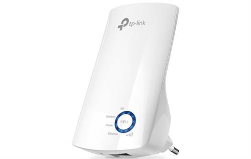 TL-WA850RE - Computech-Solutions White TP-Link Wi-Fi range extender with a blue circular LED indicator on the front.