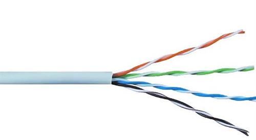 TR-58001 - Computech-Solutions Cross-section of a light-blue Ethernet cable with four twisted pairs: orange, green, blue, and black extending from the sheath.