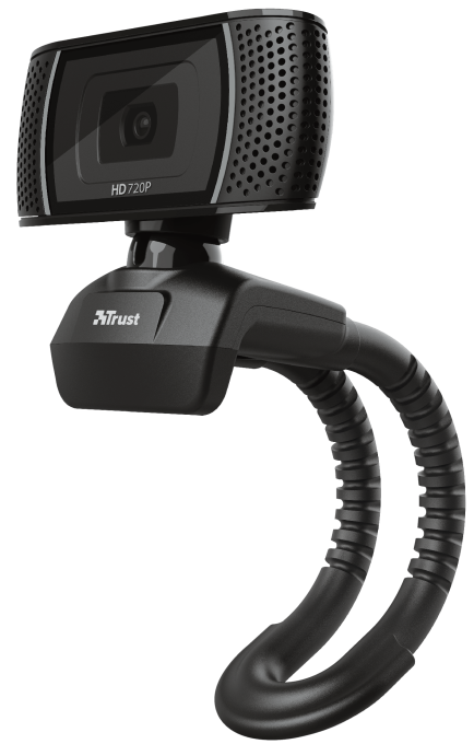 TRS-18679 - Computech-Solutions Trust HD 720p webcam mounted on a flexible gooseneck neck with an adjustable mount