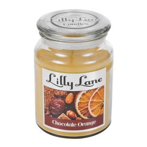 Lilly Lane Chocolate Orange spread in a glass jar with a metal lid and labeled front.