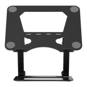 Black metal stamping press on a base with a rectangular top opening and curved supports.