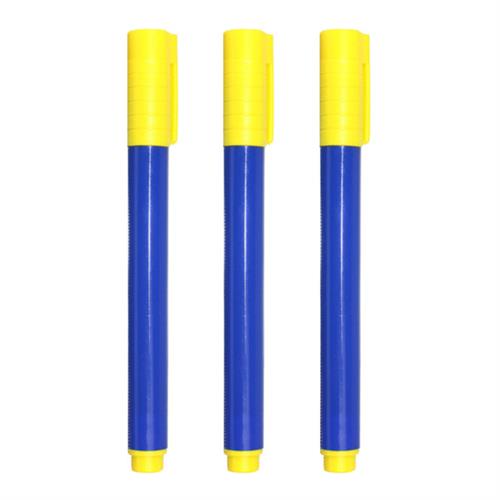 UNPEN - Computech-Solutions Three blue marker pens with yellow caps lined up upright on a white background.