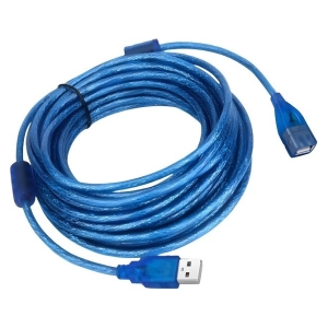 Blue braided USB-A to micro-USB charging/data cable, coiled with connectors visible at both ends