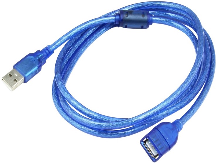 UQ-USBEXT5M - Computech-Solutions Blue USB extension cable with a male USB-A connector on one end and a female USB-A port on the other end.