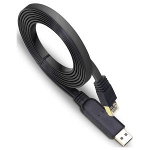 Coiled black HDMI to USB-A adapter cable with gold-plated connectors on both ends