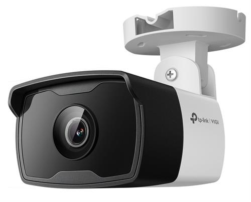 VIGI-C340I4MM - Computech-Solutions Surveillance camera with black lens housing mounted on a white bracket and mount.